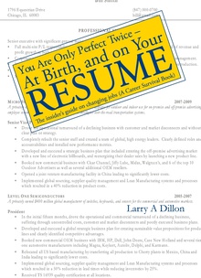 You're Only Perfect Twice: At Birth and on Your Resume~At Birth and on Your Resume